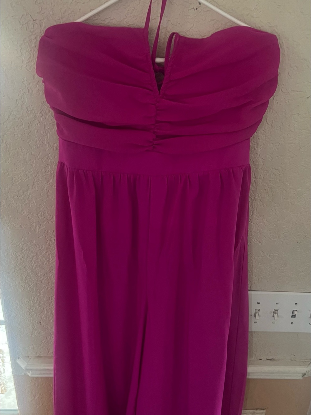 Strapless Fuchsia Chiffon jumpsuit